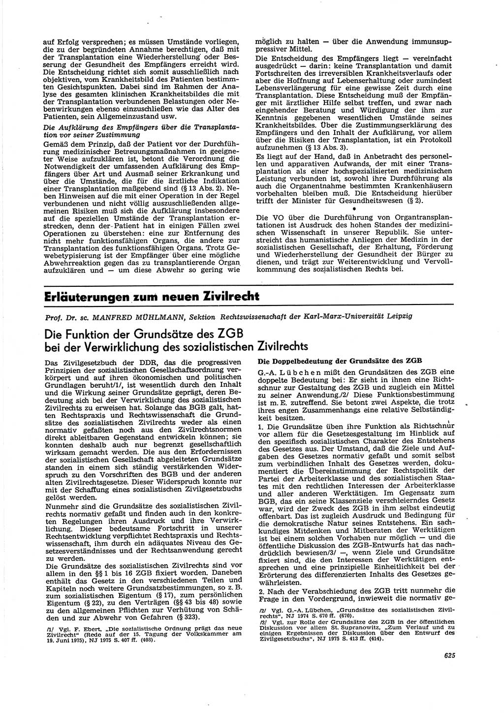 Neue Justiz (NJ), Zeitschrift für Recht und Rechtswissenschaft [Deutsche Demokratische Republik (DDR)], 29. Jahrgang 1975, Seite 625 (NJ DDR 1975, S. 625)
