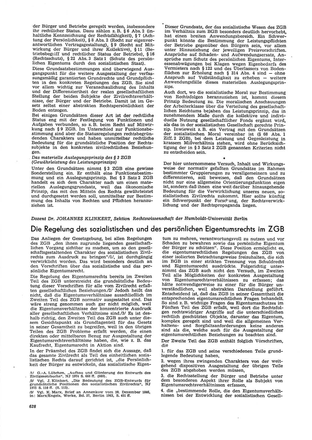 Neue Justiz (NJ), Zeitschrift für Recht und Rechtswissenschaft [Deutsche Demokratische Republik (DDR)], 29. Jahrgang 1975, Seite 628 (NJ DDR 1975, S. 628)