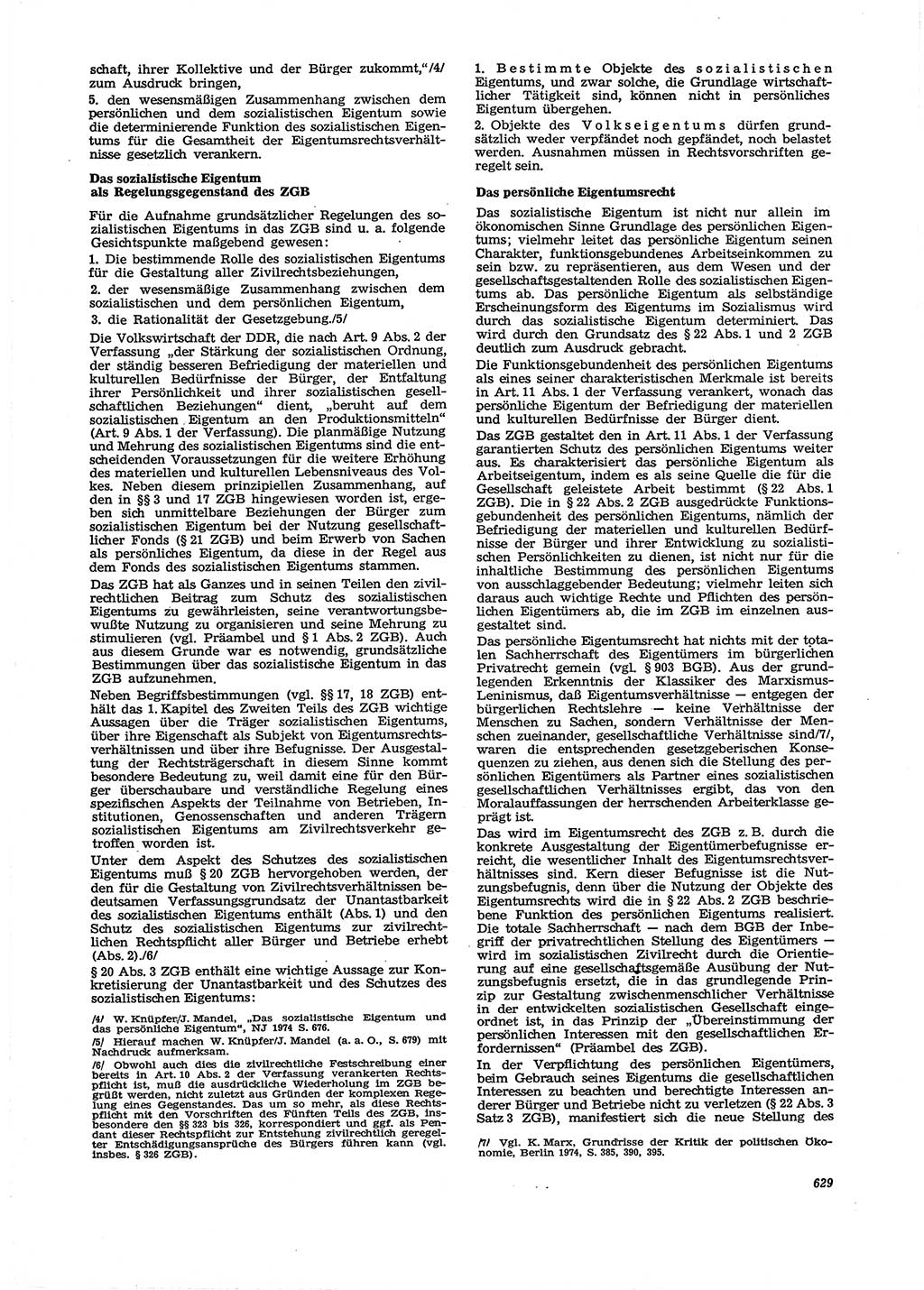 Neue Justiz (NJ), Zeitschrift für Recht und Rechtswissenschaft [Deutsche Demokratische Republik (DDR)], 29. Jahrgang 1975, Seite 629 (NJ DDR 1975, S. 629)