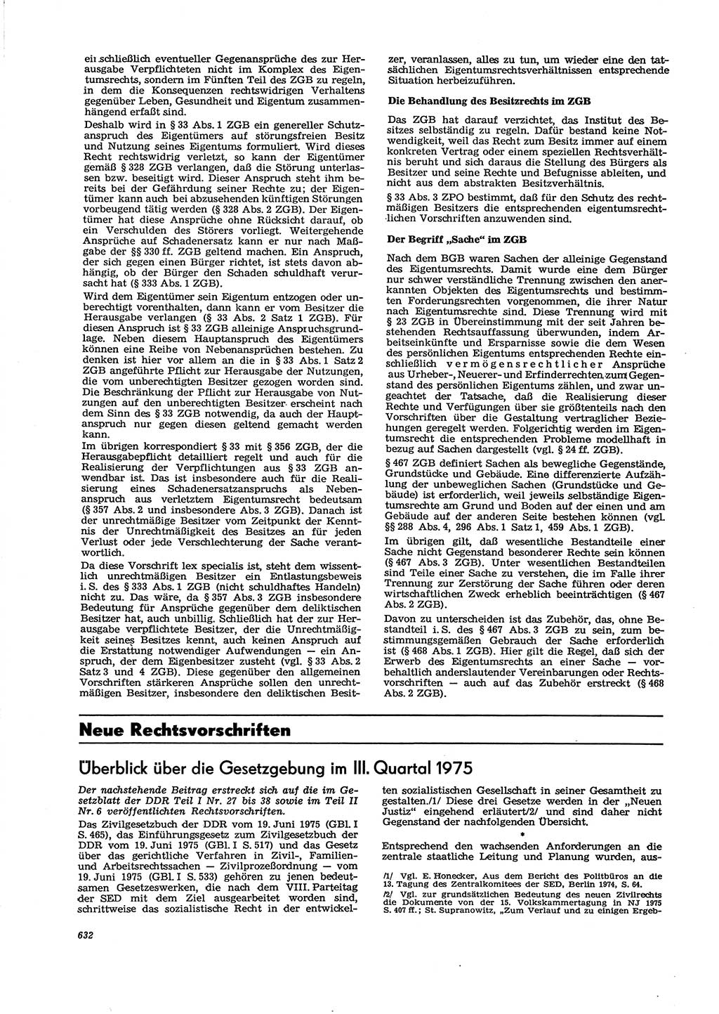 Neue Justiz (NJ), Zeitschrift für Recht und Rechtswissenschaft [Deutsche Demokratische Republik (DDR)], 29. Jahrgang 1975, Seite 632 (NJ DDR 1975, S. 632)