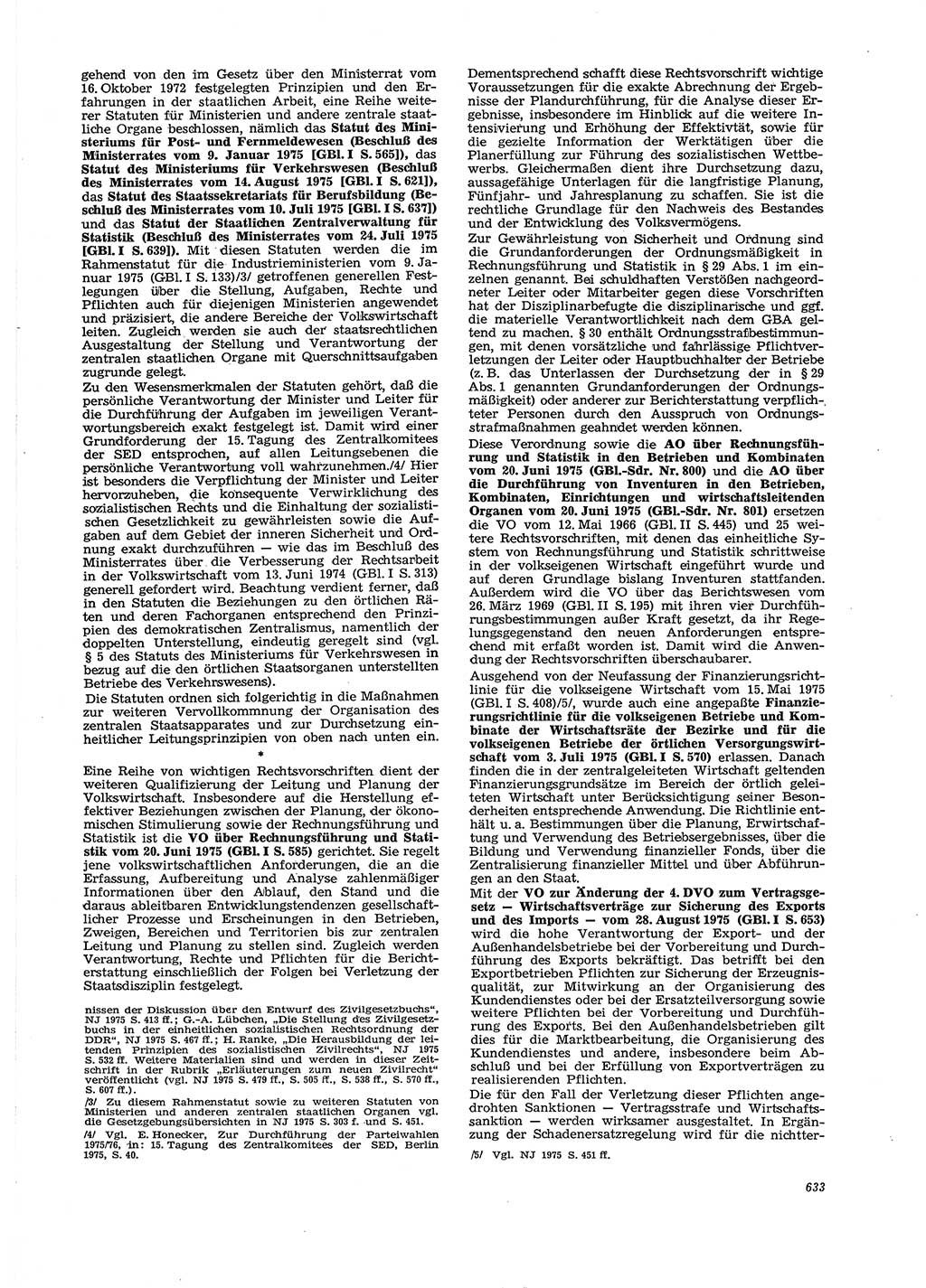 Neue Justiz (NJ), Zeitschrift für Recht und Rechtswissenschaft [Deutsche Demokratische Republik (DDR)], 29. Jahrgang 1975, Seite 633 (NJ DDR 1975, S. 633)