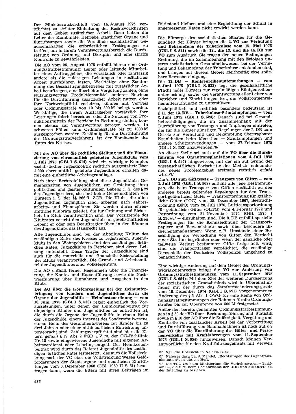 Neue Justiz (NJ), Zeitschrift für Recht und Rechtswissenschaft [Deutsche Demokratische Republik (DDR)], 29. Jahrgang 1975, Seite 636 (NJ DDR 1975, S. 636)