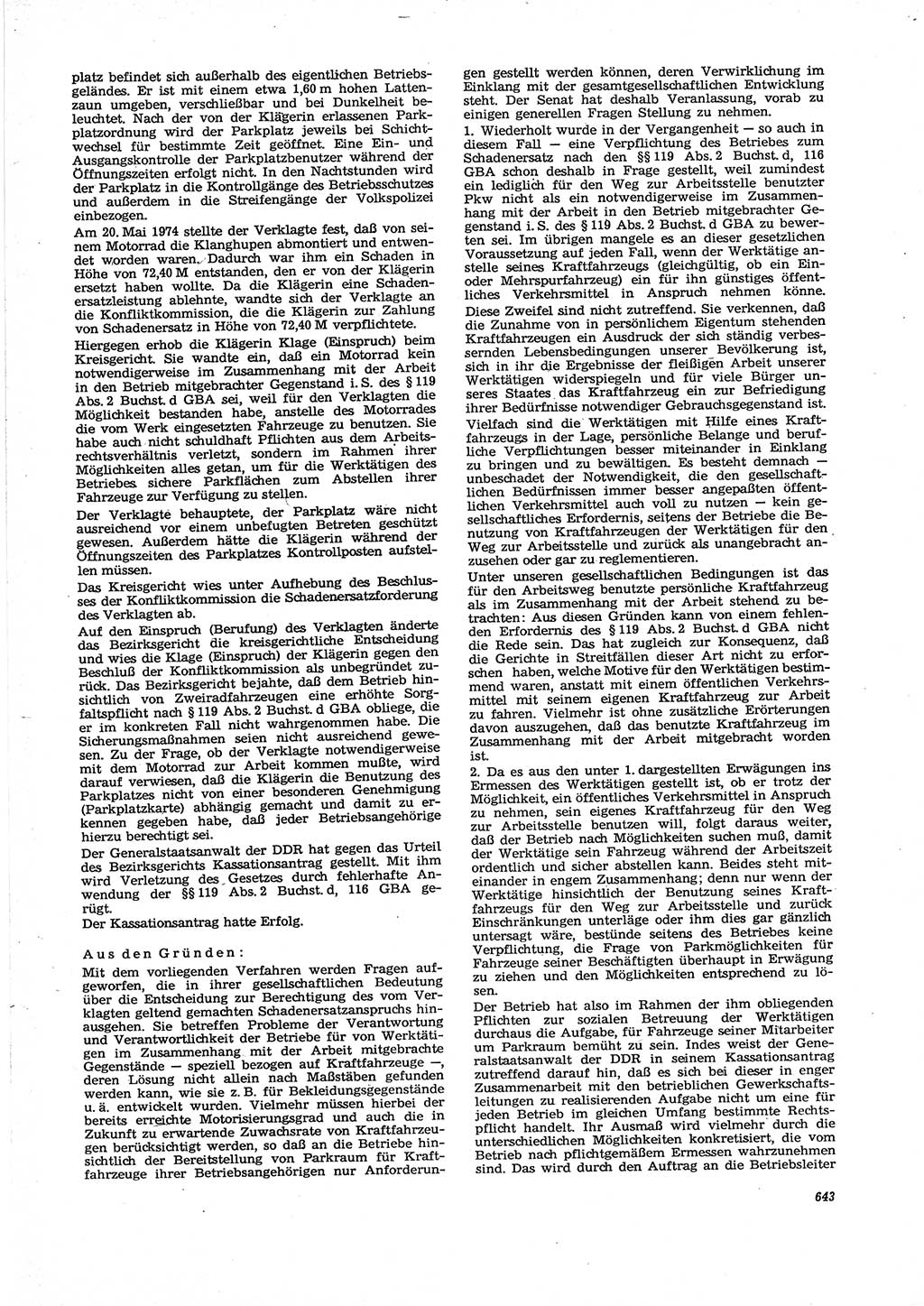 Neue Justiz (NJ), Zeitschrift für Recht und Rechtswissenschaft [Deutsche Demokratische Republik (DDR)], 29. Jahrgang 1975, Seite 643 (NJ DDR 1975, S. 643)