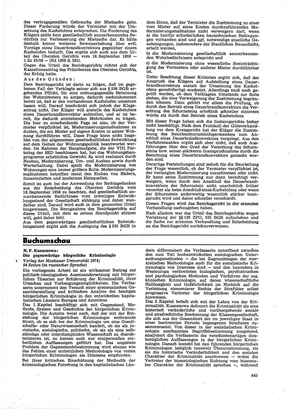 Neue Justiz (NJ), Zeitschrift für Recht und Rechtswissenschaft [Deutsche Demokratische Republik (DDR)], 29. Jahrgang 1975, Seite 645 (NJ DDR 1975, S. 645)