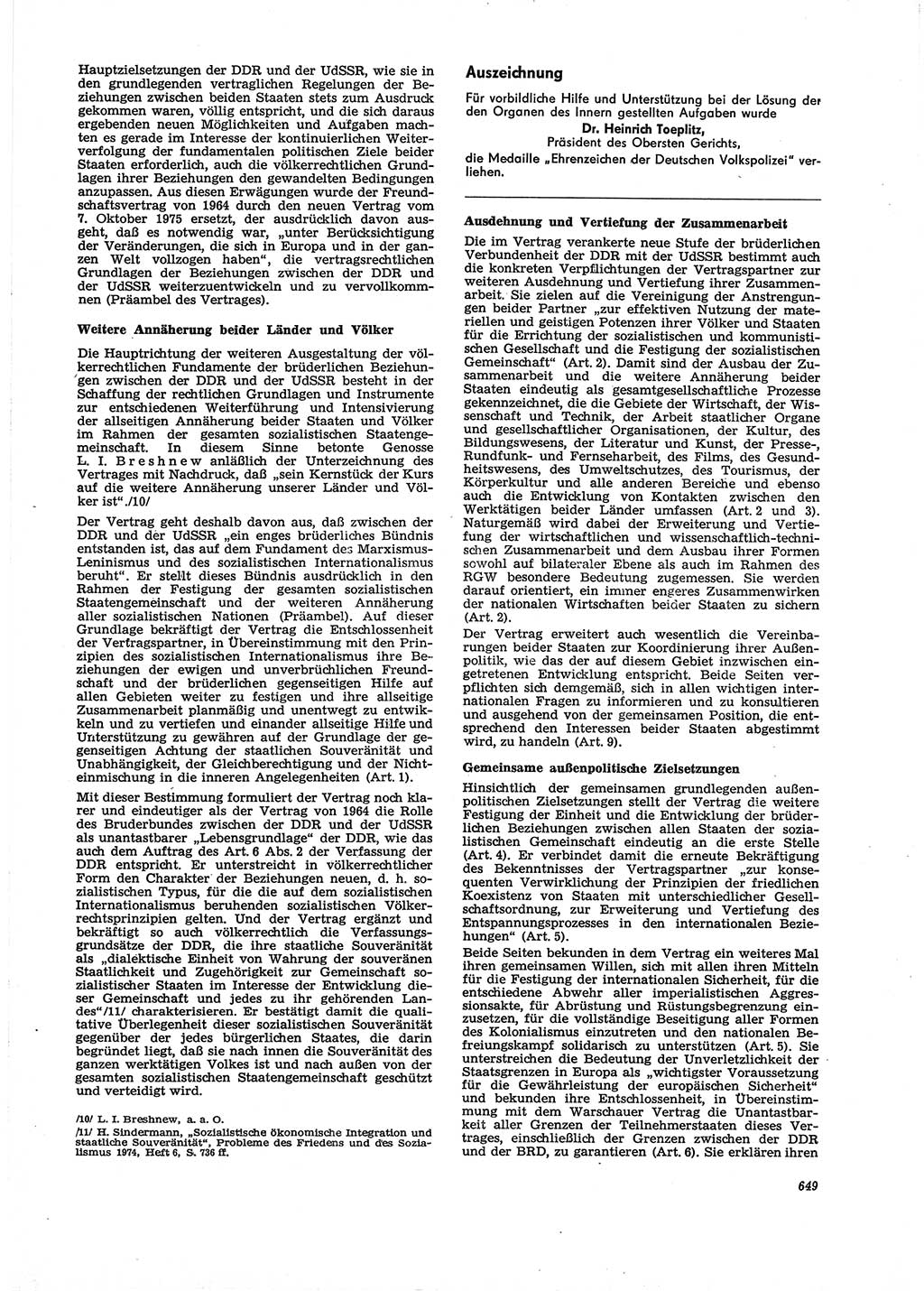 Neue Justiz (NJ), Zeitschrift für Recht und Rechtswissenschaft [Deutsche Demokratische Republik (DDR)], 29. Jahrgang 1975, Seite 649 (NJ DDR 1975, S. 649)