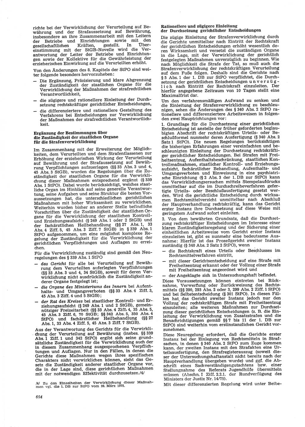 Neue Justiz (NJ), Zeitschrift für Recht und Rechtswissenschaft [Deutsche Demokratische Republik (DDR)], 29. Jahrgang 1975, Seite 654 (NJ DDR 1975, S. 654)