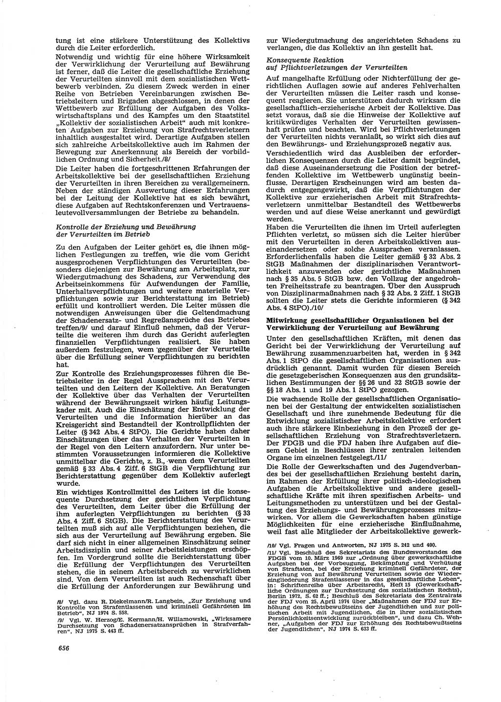 Neue Justiz (NJ), Zeitschrift für Recht und Rechtswissenschaft [Deutsche Demokratische Republik (DDR)], 29. Jahrgang 1975, Seite 656 (NJ DDR 1975, S. 656)