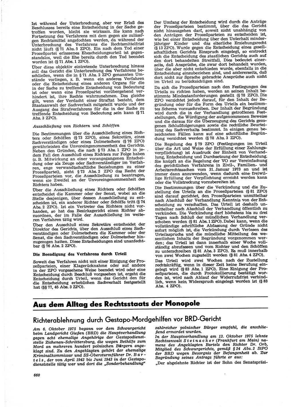 Neue Justiz (NJ), Zeitschrift für Recht und Rechtswissenschaft [Deutsche Demokratische Republik (DDR)], 29. Jahrgang 1975, Seite 660 (NJ DDR 1975, S. 660)