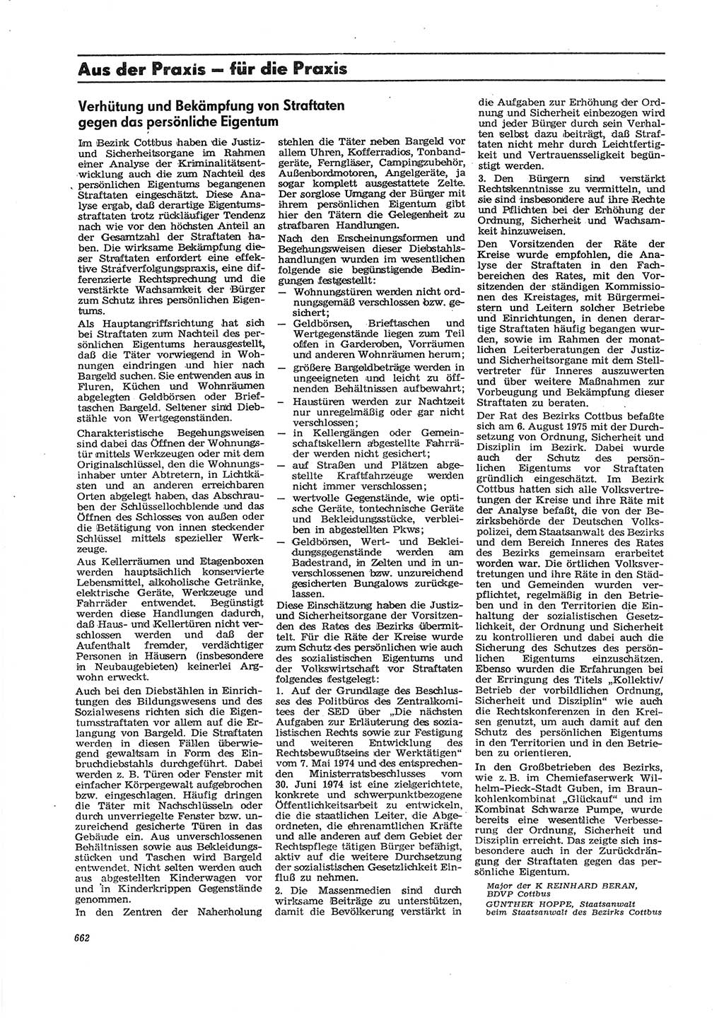 Neue Justiz (NJ), Zeitschrift für Recht und Rechtswissenschaft [Deutsche Demokratische Republik (DDR)], 29. Jahrgang 1975, Seite 662 (NJ DDR 1975, S. 662)