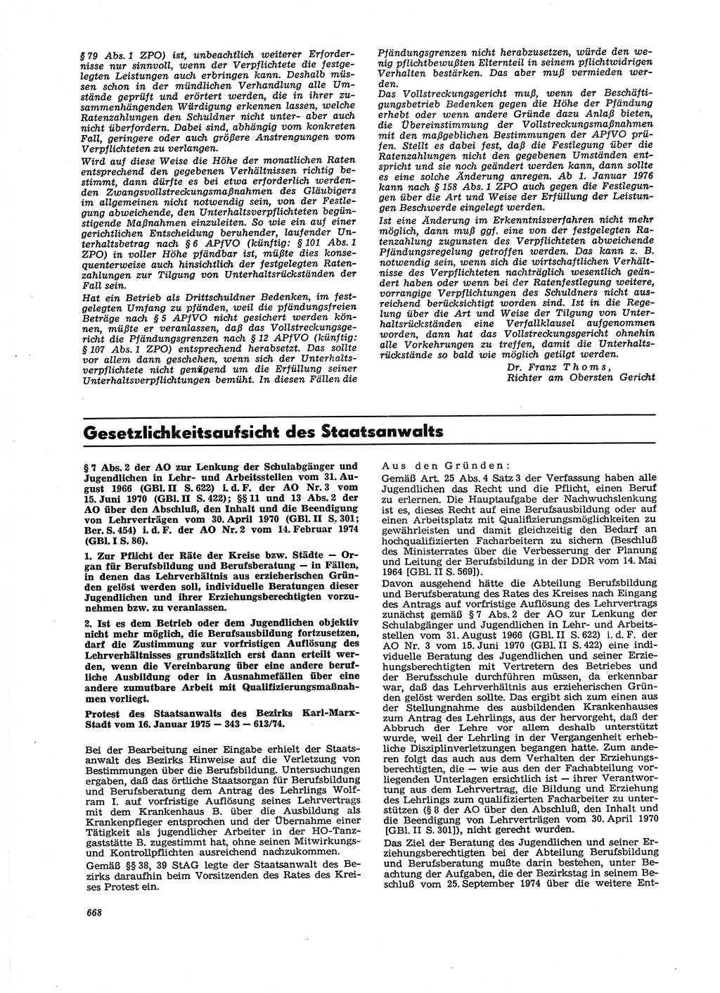 Neue Justiz (NJ), Zeitschrift für Recht und Rechtswissenschaft [Deutsche Demokratische Republik (DDR)], 29. Jahrgang 1975, Seite 668 (NJ DDR 1975, S. 668)