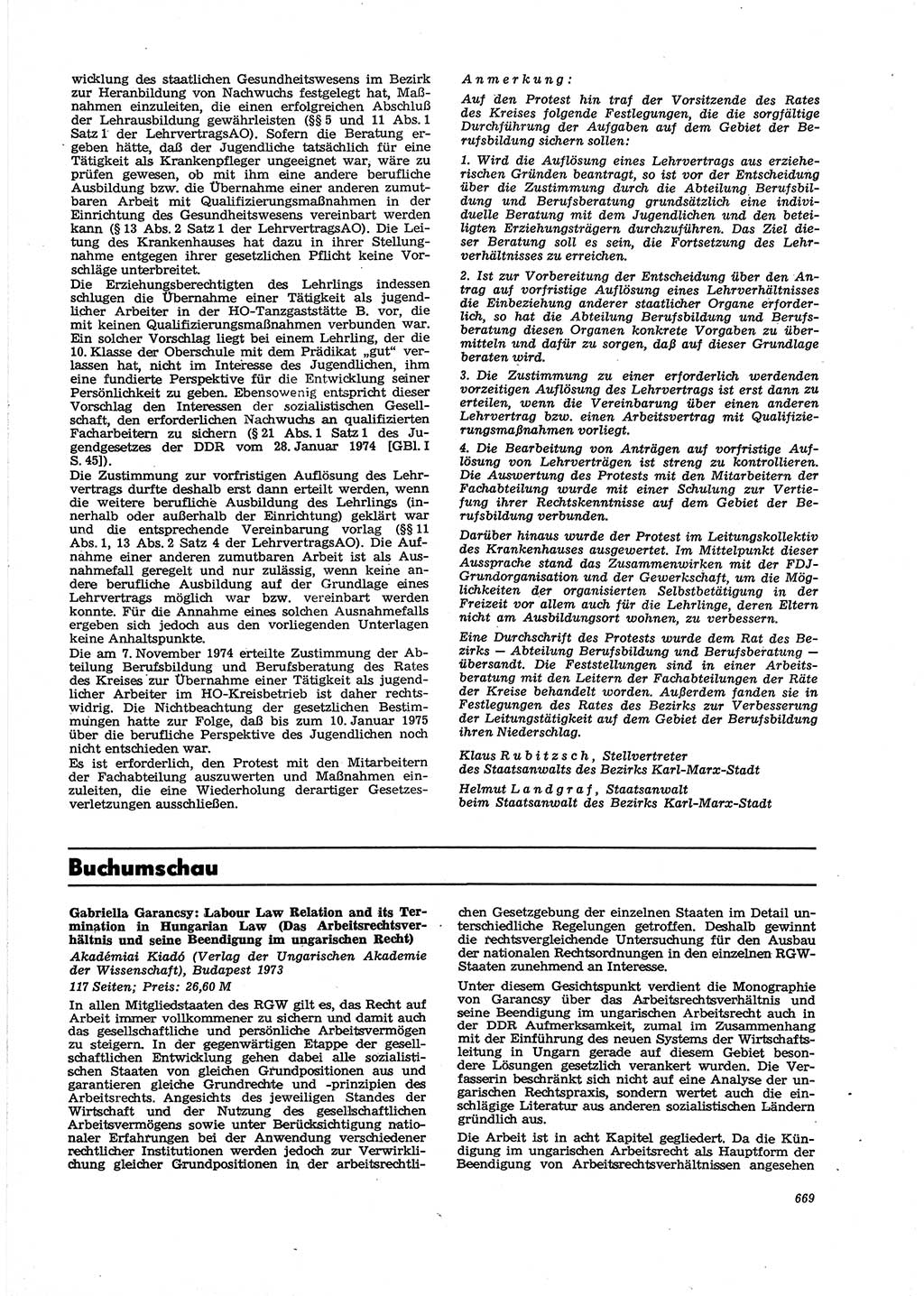 Neue Justiz (NJ), Zeitschrift für Recht und Rechtswissenschaft [Deutsche Demokratische Republik (DDR)], 29. Jahrgang 1975, Seite 669 (NJ DDR 1975, S. 669)