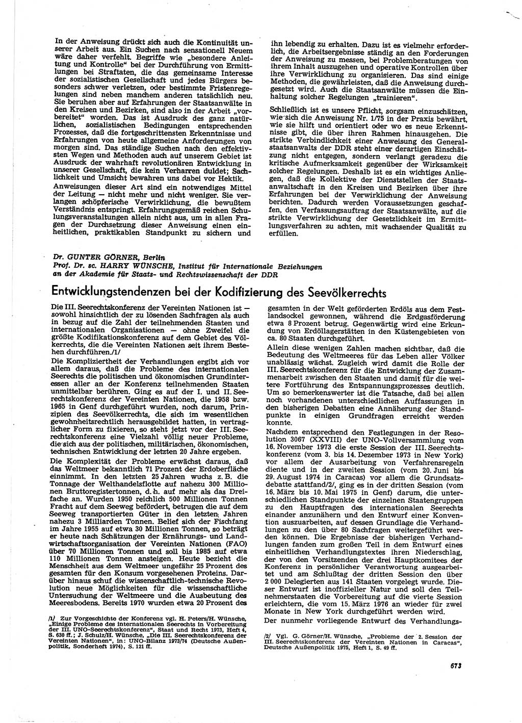 Neue Justiz (NJ), Zeitschrift für Recht und Rechtswissenschaft [Deutsche Demokratische Republik (DDR)], 29. Jahrgang 1975, Seite 673 (NJ DDR 1975, S. 673)