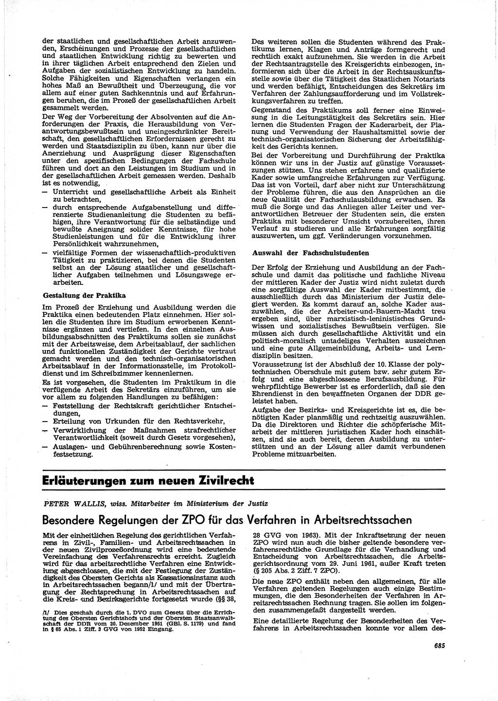 Neue Justiz (NJ), Zeitschrift für Recht und Rechtswissenschaft [Deutsche Demokratische Republik (DDR)], 29. Jahrgang 1975, Seite 685 (NJ DDR 1975, S. 685)