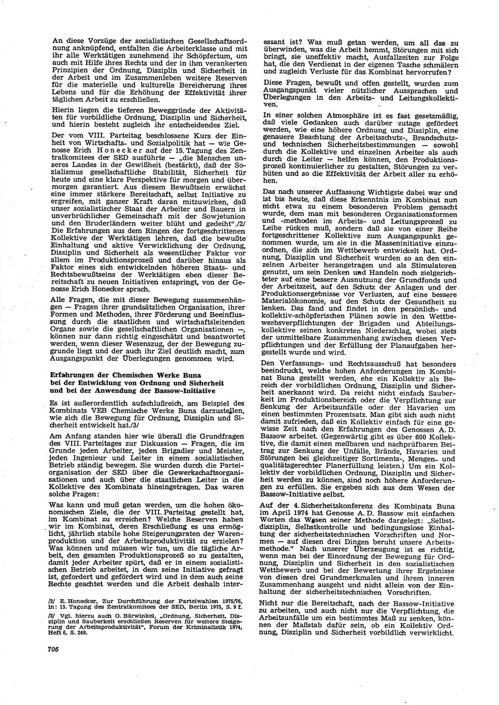 Neue Justiz (NJ), Zeitschrift für Recht und Rechtswissenschaft [Deutsche Demokratische Republik (DDR)], 29. Jahrgang 1975, Seite 706 (NJ DDR 1975, S. 706)