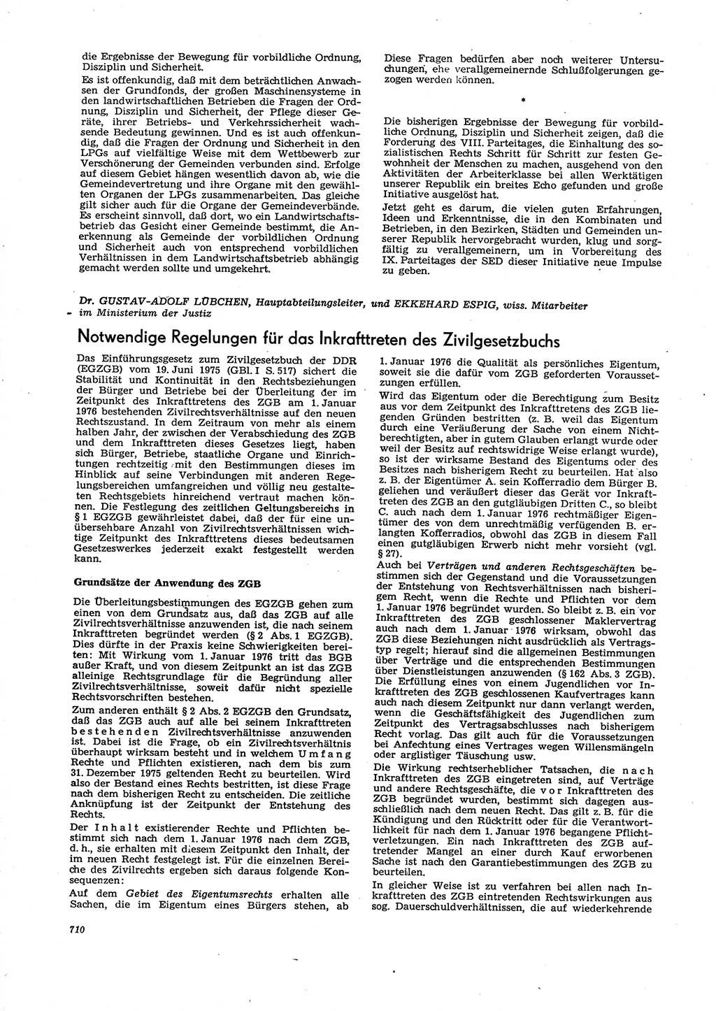 Neue Justiz (NJ), Zeitschrift für Recht und Rechtswissenschaft [Deutsche Demokratische Republik (DDR)], 29. Jahrgang 1975, Seite 710 (NJ DDR 1975, S. 710)
