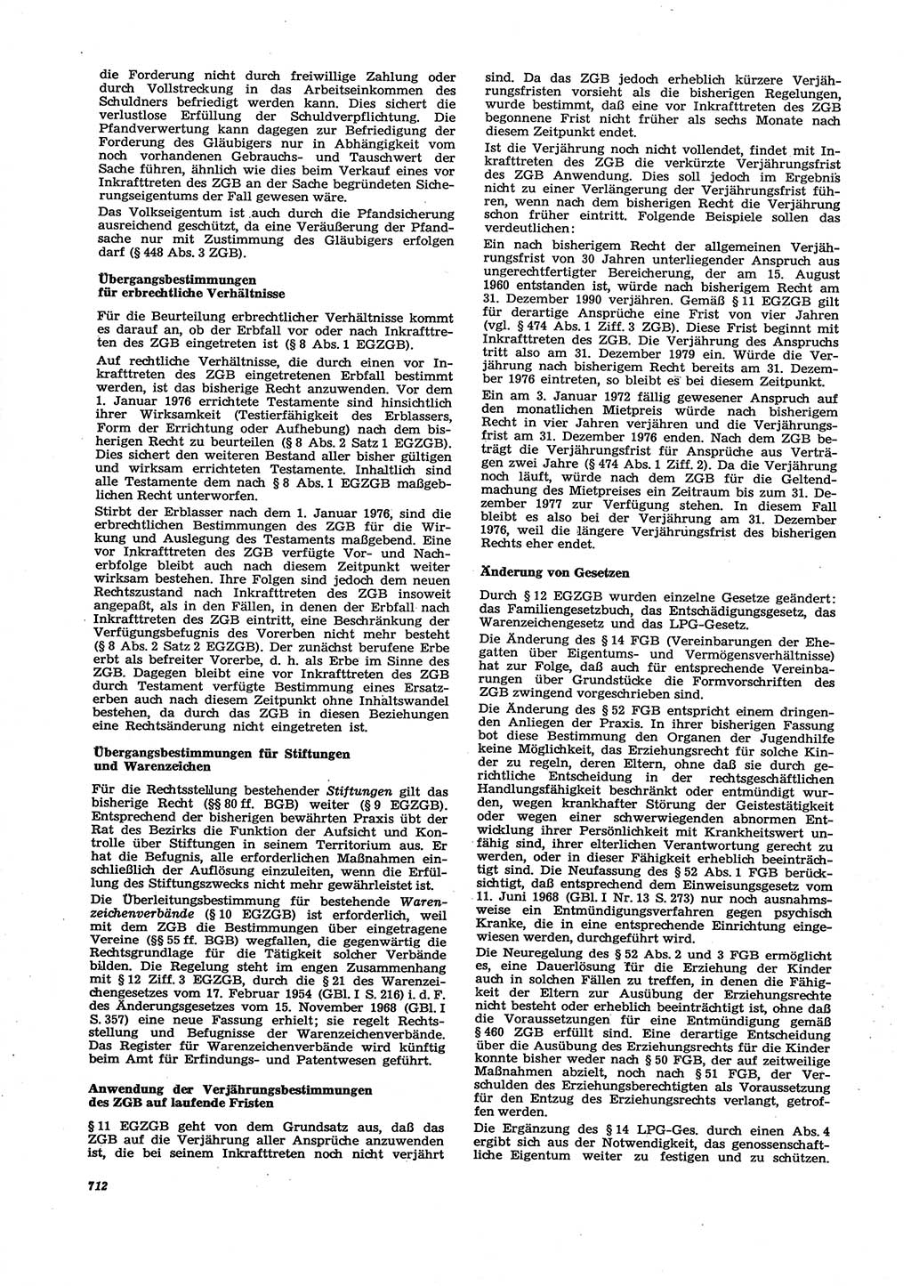 Neue Justiz (NJ), Zeitschrift für Recht und Rechtswissenschaft [Deutsche Demokratische Republik (DDR)], 29. Jahrgang 1975, Seite 712 (NJ DDR 1975, S. 712)