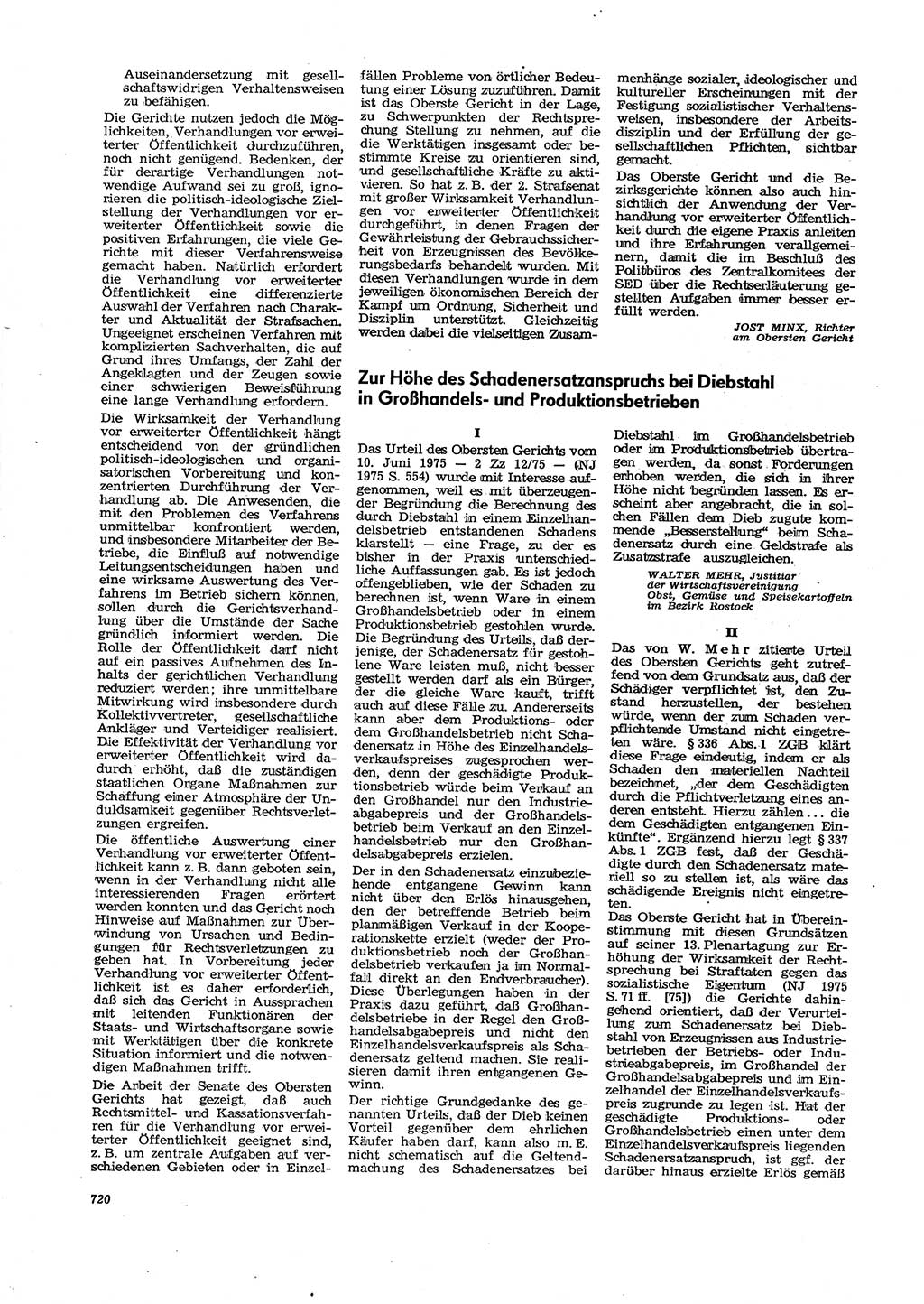 Neue Justiz (NJ), Zeitschrift für Recht und Rechtswissenschaft [Deutsche Demokratische Republik (DDR)], 29. Jahrgang 1975, Seite 720 (NJ DDR 1975, S. 720)