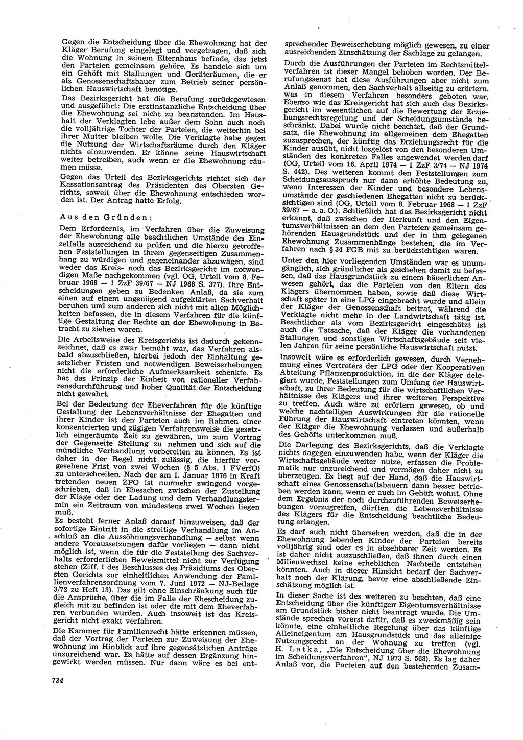 Neue Justiz (NJ), Zeitschrift für Recht und Rechtswissenschaft [Deutsche Demokratische Republik (DDR)], 29. Jahrgang 1975, Seite 724 (NJ DDR 1975, S. 724)