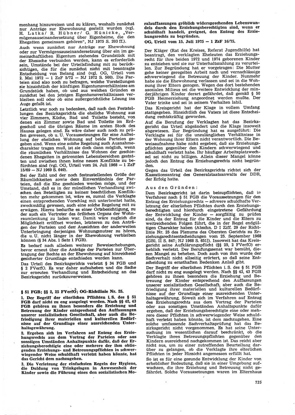 Neue Justiz (NJ), Zeitschrift für Recht und Rechtswissenschaft [Deutsche Demokratische Republik (DDR)], 29. Jahrgang 1975, Seite 725 (NJ DDR 1975, S. 725)