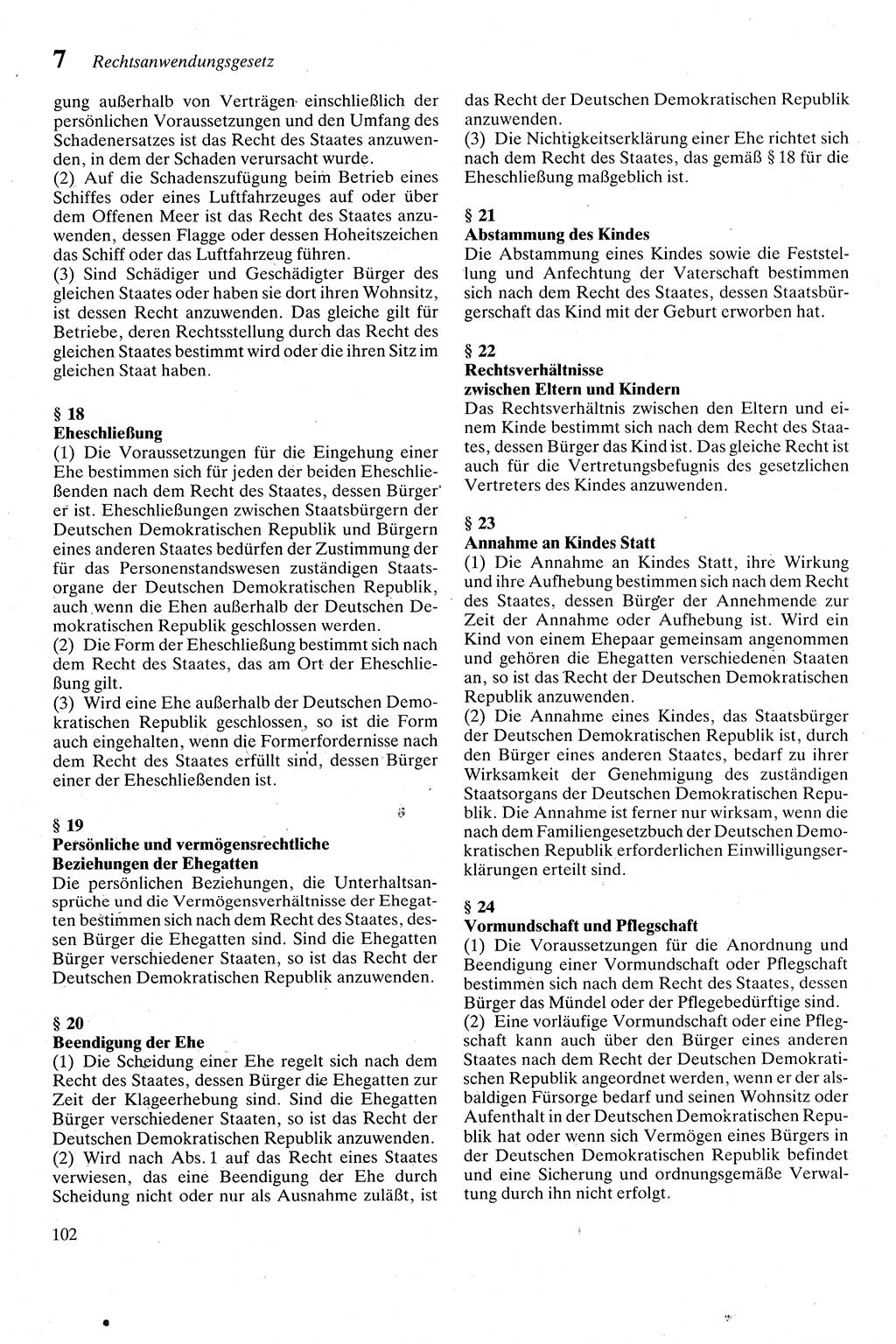 Zivilgesetzbuch (ZVG) sowie angrenzende Gesetze und Bestimmungen [Deutsche Demokratische Republik (DDR)] 1975, Seite 102 (ZGB Ges. Best. DDR 1975, S. 102)
