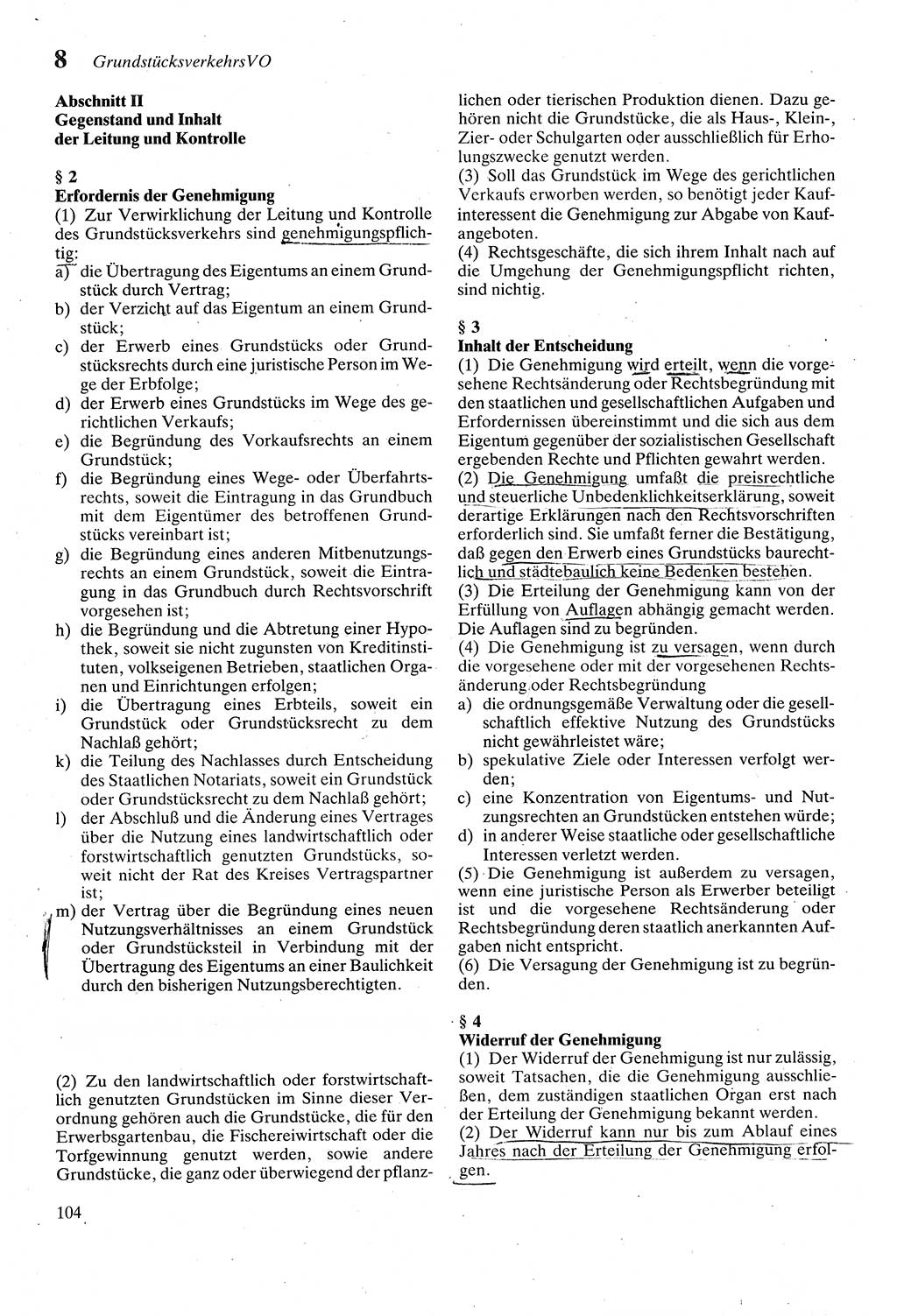 Zivilgesetzbuch (ZVG) sowie angrenzende Gesetze und Bestimmungen [Deutsche Demokratische Republik (DDR)] 1975, Seite 104 (ZGB Ges. Best. DDR 1975, S. 104)