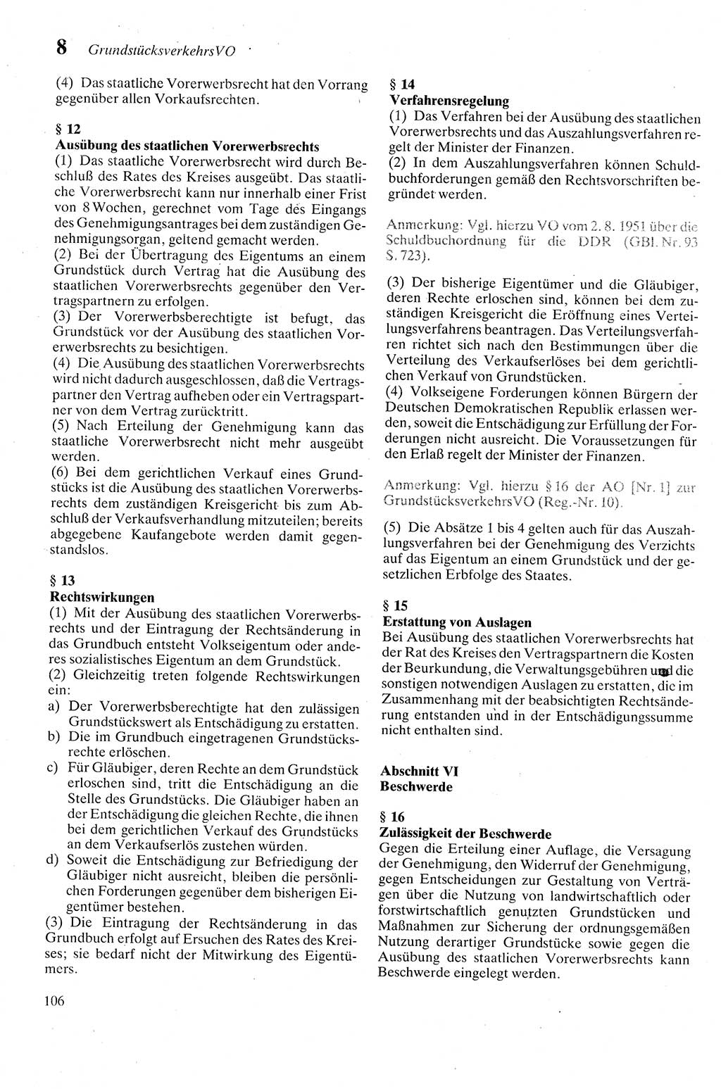 Zivilgesetzbuch (ZVG) sowie angrenzende Gesetze und Bestimmungen [Deutsche Demokratische Republik (DDR)] 1975, Seite 106 (ZGB Ges. Best. DDR 1975, S. 106)
