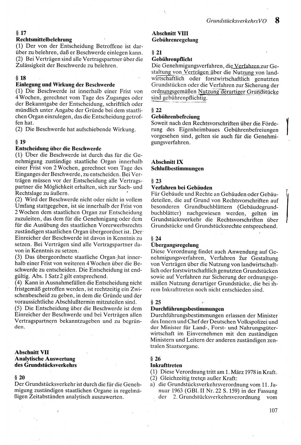 Zivilgesetzbuch (ZVG) sowie angrenzende Gesetze und Bestimmungen [Deutsche Demokratische Republik (DDR)] 1975, Seite 107 (ZGB Ges. Best. DDR 1975, S. 107)