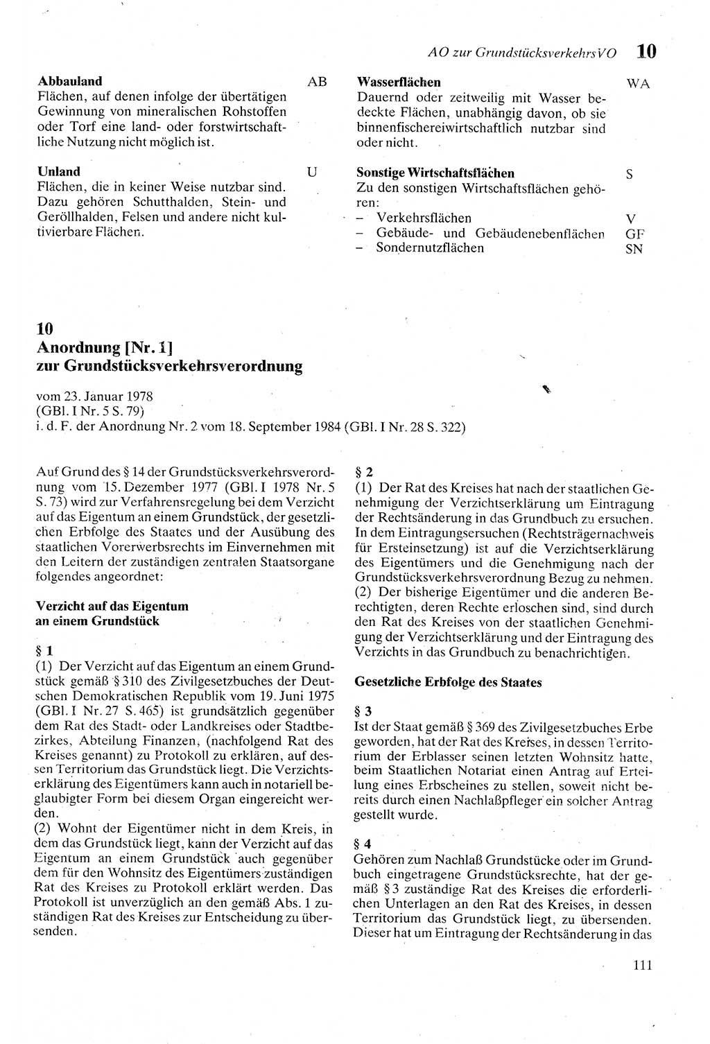 Zivilgesetzbuch (ZVG) sowie angrenzende Gesetze und Bestimmungen [Deutsche Demokratische Republik (DDR)] 1975, Seite 111 (ZGB Ges. Best. DDR 1975, S. 111)