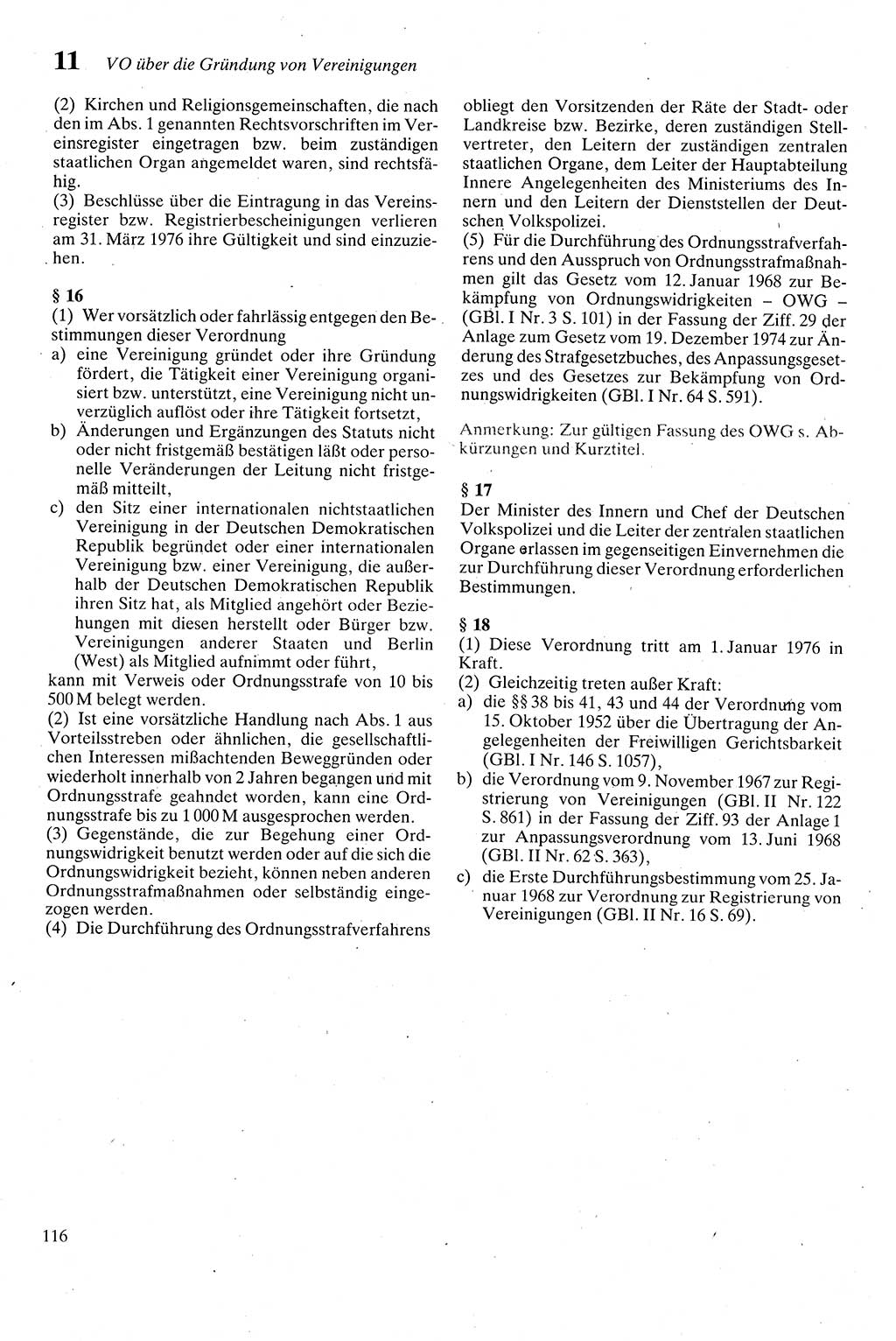 Zivilgesetzbuch (ZVG) sowie angrenzende Gesetze und Bestimmungen [Deutsche Demokratische Republik (DDR)] 1975, Seite 116 (ZGB Ges. Best. DDR 1975, S. 116)