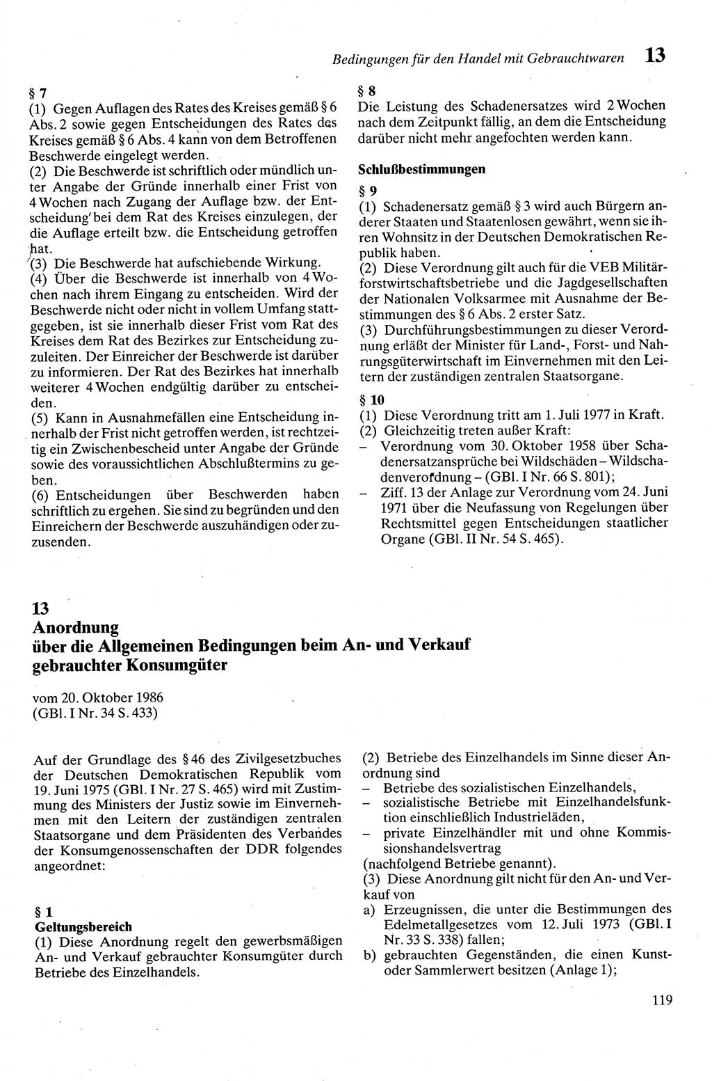 Zivilgesetzbuch (ZVG) sowie angrenzende Gesetze und Bestimmungen [Deutsche Demokratische Republik (DDR)] 1975, Seite 119 (ZGB Ges. Best. DDR 1975, S. 119)