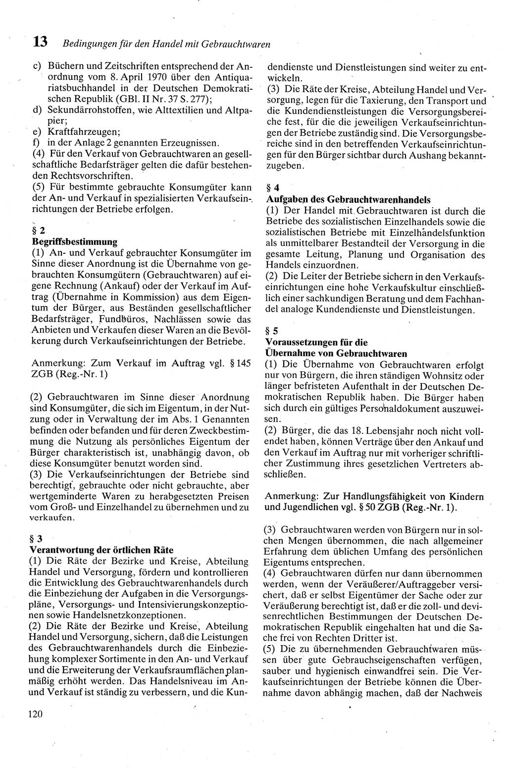 Zivilgesetzbuch (ZVG) sowie angrenzende Gesetze und Bestimmungen [Deutsche Demokratische Republik (DDR)] 1975, Seite 120 (ZGB Ges. Best. DDR 1975, S. 120)