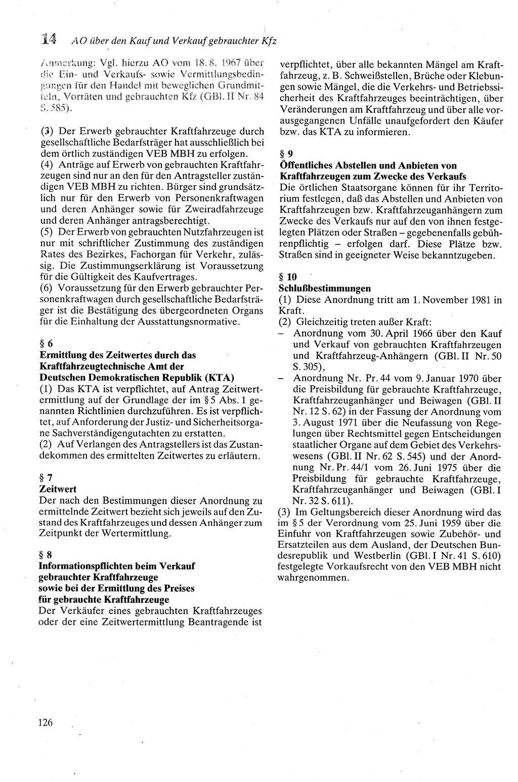 Zivilgesetzbuch (ZVG) sowie angrenzende Gesetze und Bestimmungen [Deutsche Demokratische Republik (DDR)] 1975, Seite 126 (ZGB Ges. Best. DDR 1975, S. 126)