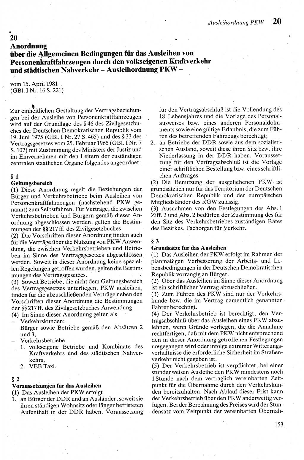 Zivilgesetzbuch (ZVG) sowie angrenzende Gesetze und Bestimmungen [Deutsche Demokratische Republik (DDR)] 1975, Seite 153 (ZGB Ges. Best. DDR 1975, S. 153)