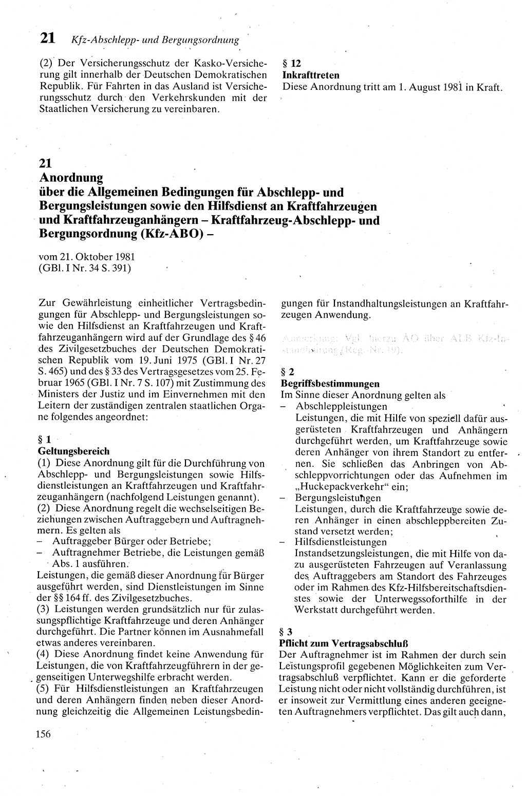 Zivilgesetzbuch (ZVG) sowie angrenzende Gesetze und Bestimmungen [Deutsche Demokratische Republik (DDR)] 1975, Seite 156 (ZGB Ges. Best. DDR 1975, S. 156)