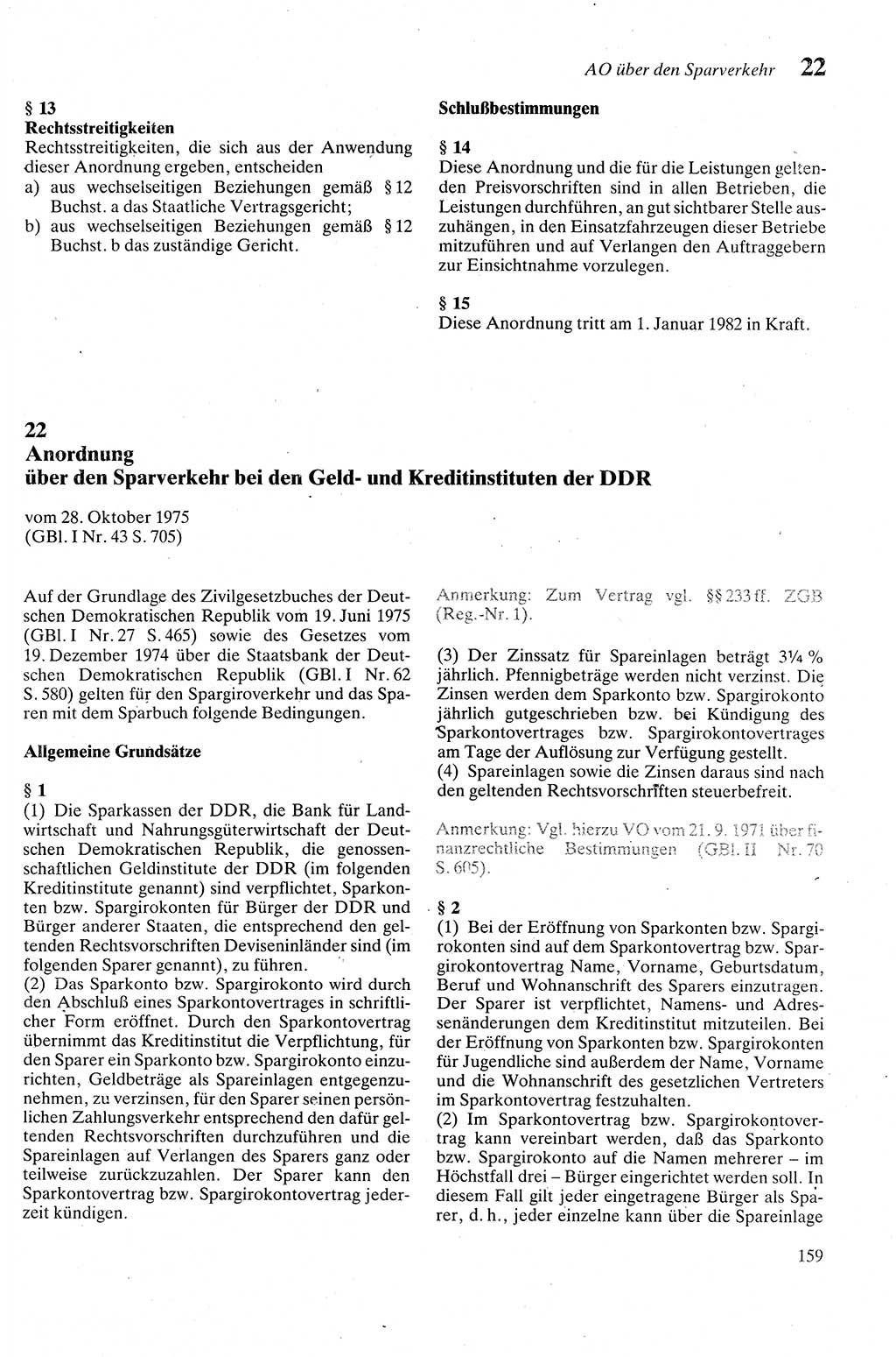Zivilgesetzbuch (ZVG) sowie angrenzende Gesetze und Bestimmungen [Deutsche Demokratische Republik (DDR)] 1975, Seite 159 (ZGB Ges. Best. DDR 1975, S. 159)