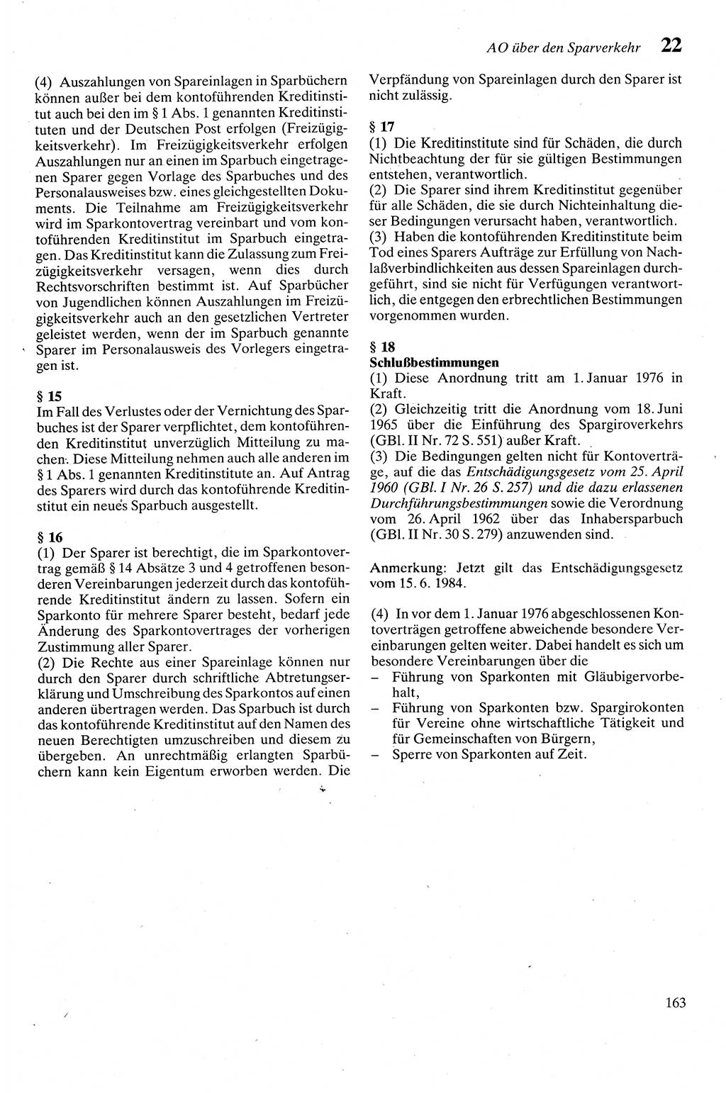 Zivilgesetzbuch (ZVG) sowie angrenzende Gesetze und Bestimmungen [Deutsche Demokratische Republik (DDR)] 1975, Seite 163 (ZGB Ges. Best. DDR 1975, S. 163)