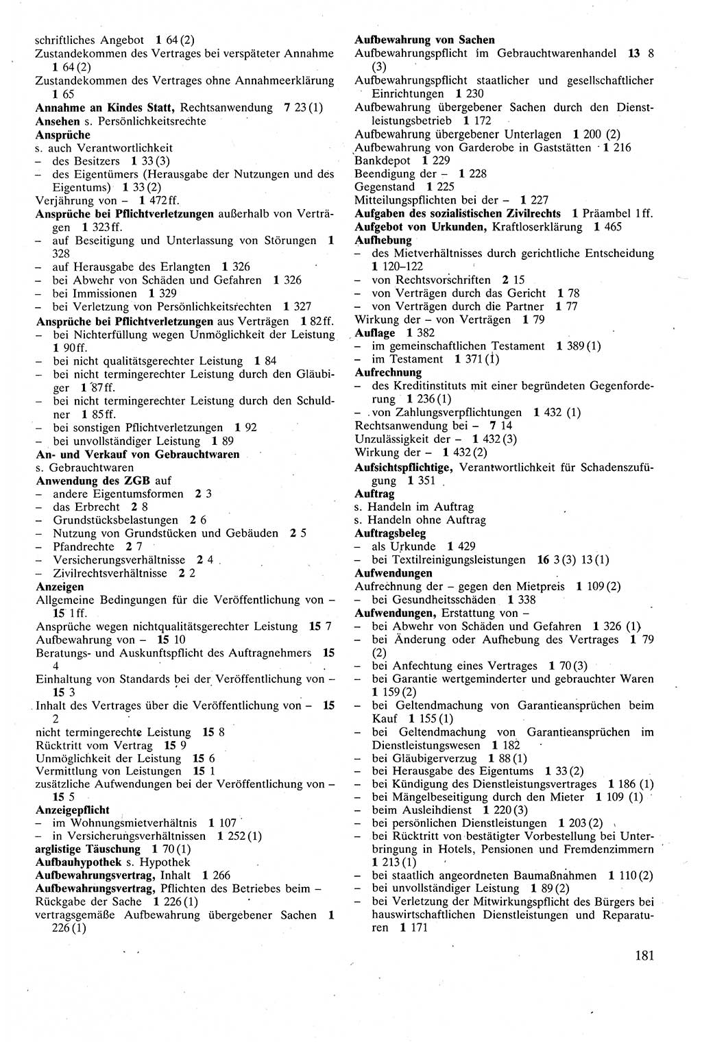 Zivilgesetzbuch (ZVG) sowie angrenzende Gesetze und Bestimmungen [Deutsche Demokratische Republik (DDR)] 1975, Seite 181 (ZGB Ges. Best. DDR 1975, S. 181)