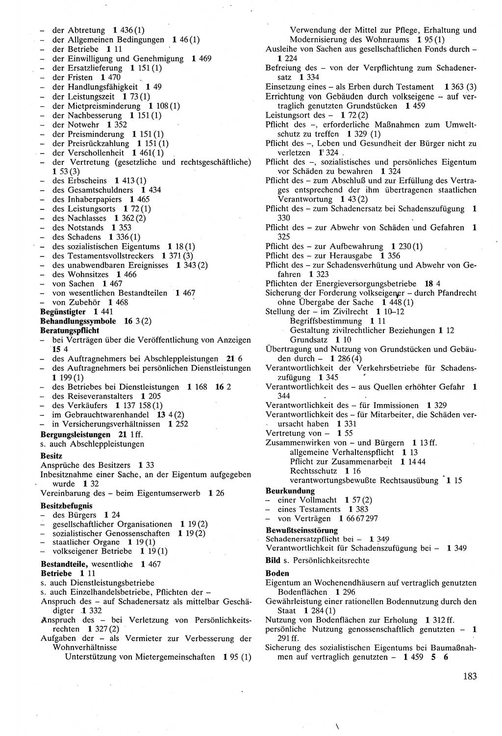 Zivilgesetzbuch (ZVG) sowie angrenzende Gesetze und Bestimmungen [Deutsche Demokratische Republik (DDR)] 1975, Seite 183 (ZGB Ges. Best. DDR 1975, S. 183)