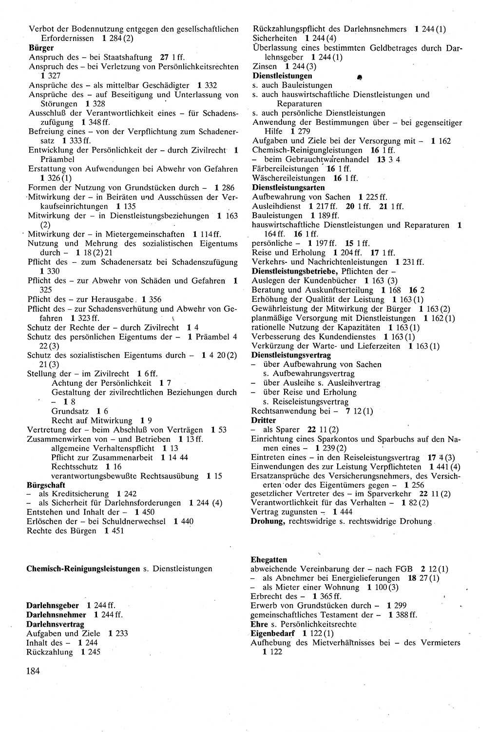 Zivilgesetzbuch (ZVG) sowie angrenzende Gesetze und Bestimmungen [Deutsche Demokratische Republik (DDR)] 1975, Seite 184 (ZGB Ges. Best. DDR 1975, S. 184)