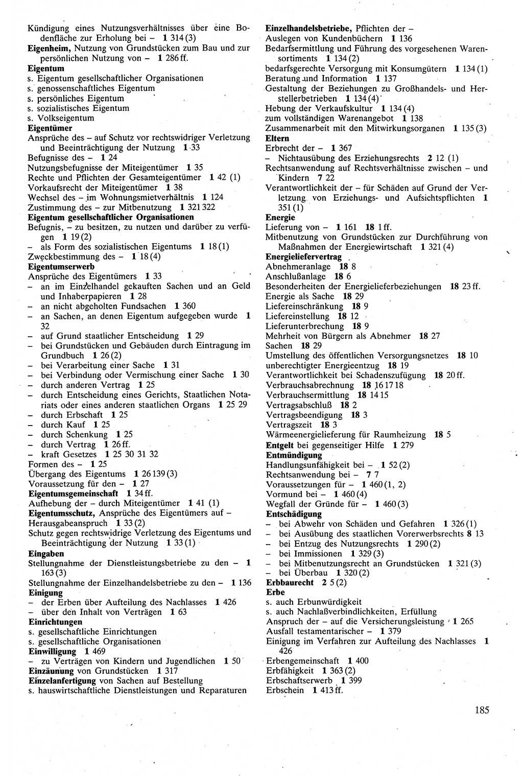 Zivilgesetzbuch (ZVG) sowie angrenzende Gesetze und Bestimmungen [Deutsche Demokratische Republik (DDR)] 1975, Seite 185 (ZGB Ges. Best. DDR 1975, S. 185)