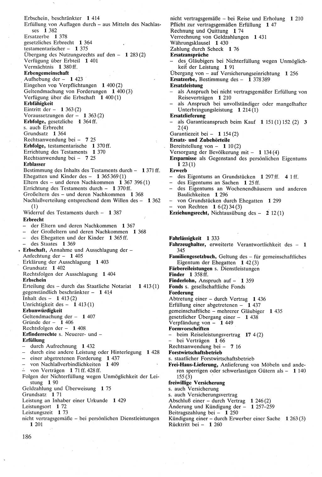 Zivilgesetzbuch (ZVG) sowie angrenzende Gesetze und Bestimmungen [Deutsche Demokratische Republik (DDR)] 1975, Seite 186 (ZGB Ges. Best. DDR 1975, S. 186)