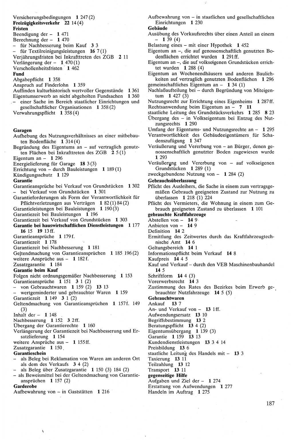 Zivilgesetzbuch (ZVG) sowie angrenzende Gesetze und Bestimmungen [Deutsche Demokratische Republik (DDR)] 1975, Seite 187 (ZGB Ges. Best. DDR 1975, S. 187)