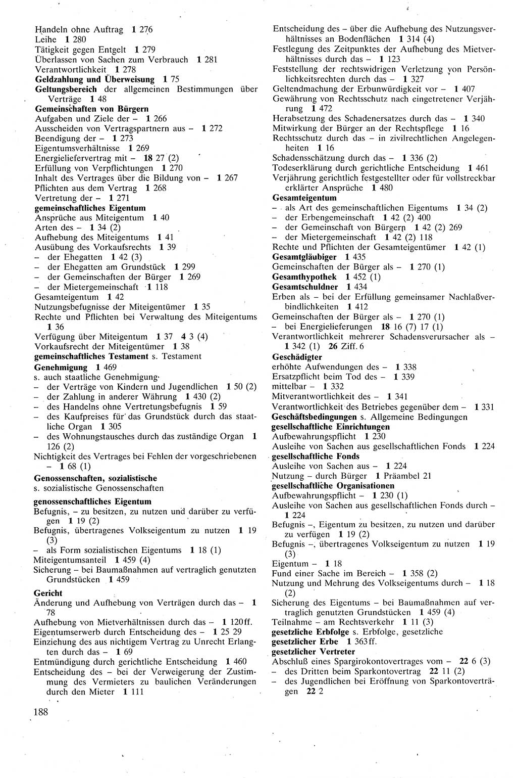 Zivilgesetzbuch (ZVG) sowie angrenzende Gesetze und Bestimmungen [Deutsche Demokratische Republik (DDR)] 1975, Seite 188 (ZGB Ges. Best. DDR 1975, S. 188)