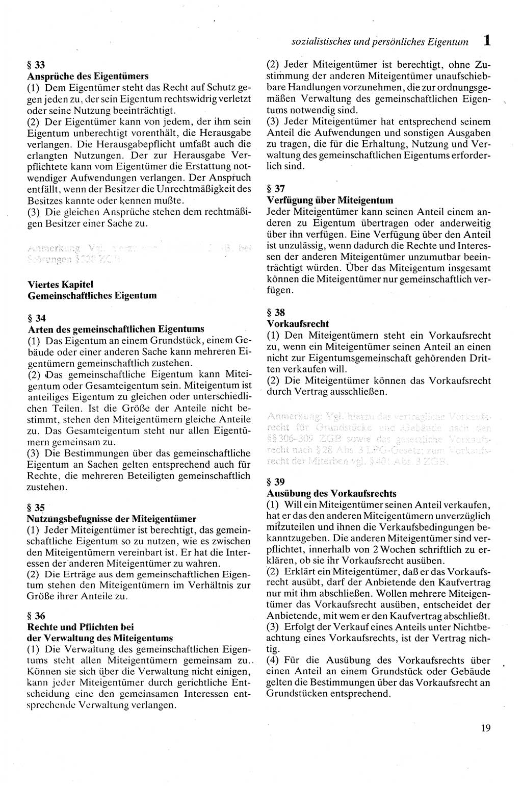 Zivilgesetzbuch (ZVG) sowie angrenzende Gesetze und Bestimmungen [Deutsche Demokratische Republik (DDR)] 1975, Seite 19 (ZGB Ges. Best. DDR 1975, S. 19)
