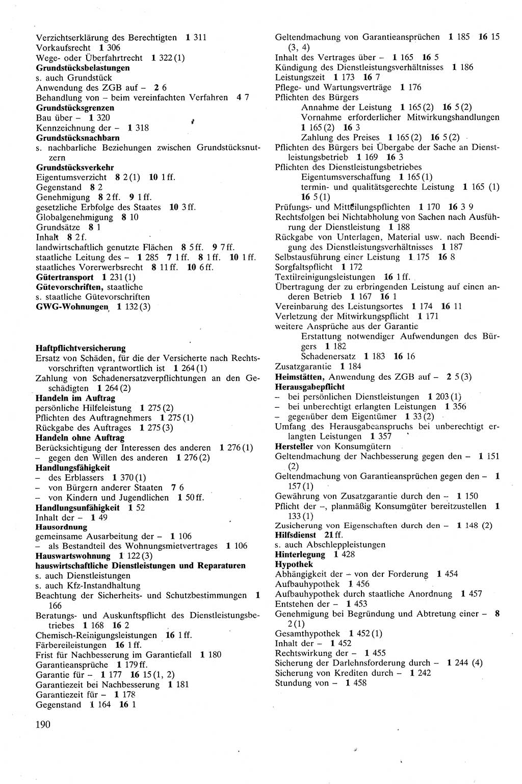 Zivilgesetzbuch (ZVG) sowie angrenzende Gesetze und Bestimmungen [Deutsche Demokratische Republik (DDR)] 1975, Seite 190 (ZGB Ges. Best. DDR 1975, S. 190)