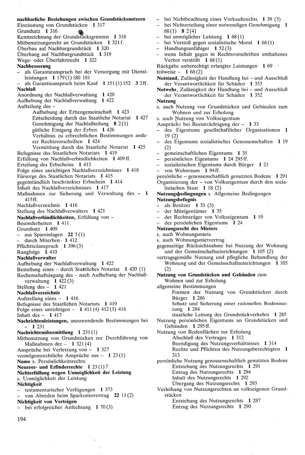 Zivilgesetzbuch (ZVG) sowie angrenzende Gesetze und Bestimmungen [Deutsche Demokratische Republik (DDR)] 1975, Seite 194 (ZGB Ges. Best. DDR 1975, S. 194)