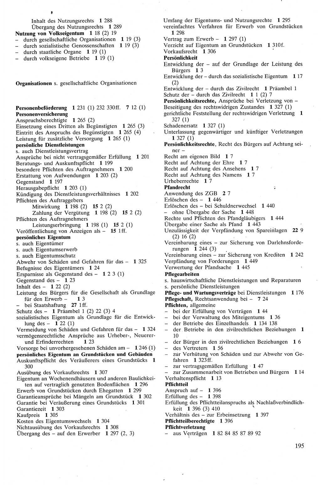 Zivilgesetzbuch (ZVG) sowie angrenzende Gesetze und Bestimmungen [Deutsche Demokratische Republik (DDR)] 1975, Seite 195 (ZGB Ges. Best. DDR 1975, S. 195)