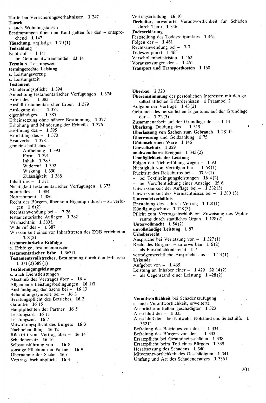 Zivilgesetzbuch (ZVG) sowie angrenzende Gesetze und Bestimmungen [Deutsche Demokratische Republik (DDR)] 1975, Seite 201 (ZGB Ges. Best. DDR 1975, S. 201)