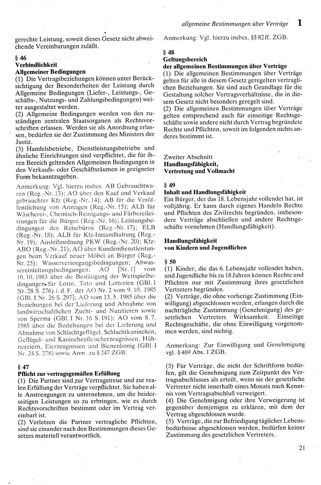 Zivilgesetzbuch (ZVG) sowie angrenzende Gesetze und Bestimmungen [Deutsche Demokratische Republik (DDR)] 1975, Seite 21 (ZGB Ges. Best. DDR 1975, S. 21)