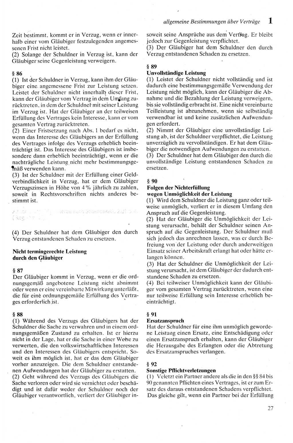 Zivilgesetzbuch (ZVG) sowie angrenzende Gesetze und Bestimmungen [Deutsche Demokratische Republik (DDR)] 1975, Seite 27 (ZGB Ges. Best. DDR 1975, S. 27)